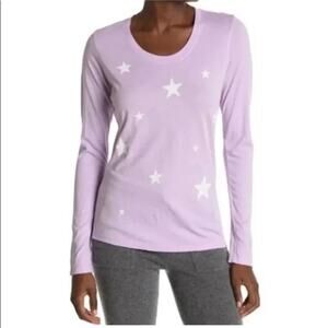 Sundry Women's T-Shirt Top Size 3 / Large Lilac Star Print NEW Scoop Neck NEW